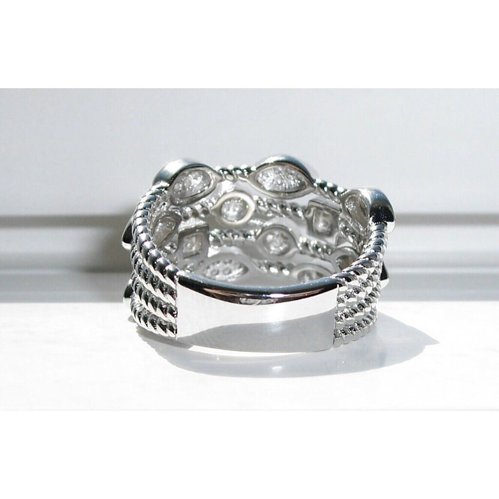 925 STERLING SILVER Unique Multi Shapes Design CZ Band Ring - Picture 10 of 16
